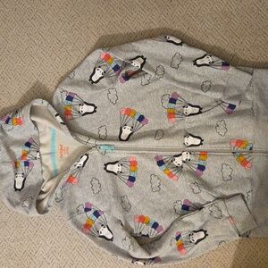 Cat & Jack Gray Hoodie with Penguin and Rainbow Accents